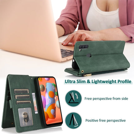 Skin-feel Crazy Horse Texture Zipper Wallet Bag Horizontal Flip Leather Case with Holder & Card Slots & Wallet & Lanyard, For Samsung Galaxy A11, For Samsung Galaxy A12, For Samsung Galaxy A20 / A30, For Samsung Galaxy A21