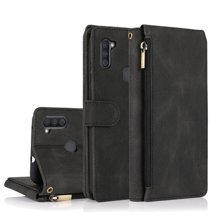 Skin-feel Crazy Horse Texture Zipper Wallet Bag Horizontal Flip Leather Case with Holder & Card Slots & Wallet & Lanyard, For Samsung Galaxy A11, For Samsung Galaxy A12, For Samsung Galaxy A20 / A30, For Samsung Galaxy A21