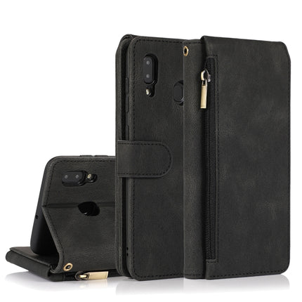 Skin-feel Crazy Horse Texture Zipper Wallet Bag Horizontal Flip Leather Case with Holder & Card Slots & Wallet & Lanyard, For Samsung Galaxy A11, For Samsung Galaxy A12, For Samsung Galaxy A20 / A30, For Samsung Galaxy A21