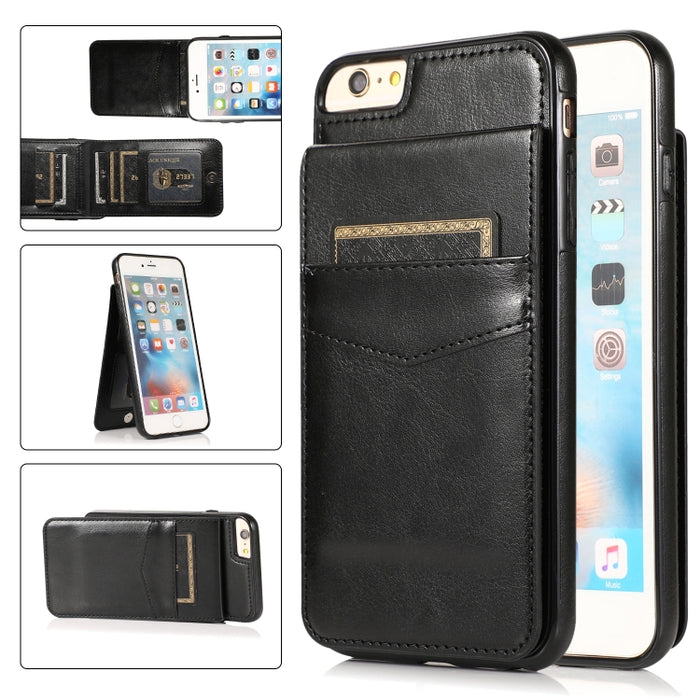 Einfarbige PC + TPU-Schutzhülle mit Halterung und Kartenfächern, für iPhone 6, für iPhone 6 Plus, für iPhone 8 Plus / 7 Plus, für iPhone XS / X, für iPhone XR