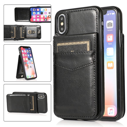 Einfarbige PC + TPU-Schutzhülle mit Halterung und Kartenfächern, für iPhone XS Max, für iPhone 11, für iPhone 11 Pro, für iPhone 11 Pro Max, für iPhone 12 mini