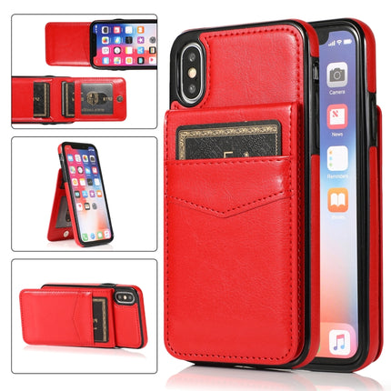 Einfarbige PC + TPU-Schutzhülle mit Halterung und Kartenfächern, für iPhone XS Max, für iPhone 11, für iPhone 11 Pro, für iPhone 11 Pro Max, für iPhone 12 mini