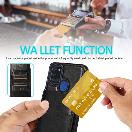 Solid Color PC + TPU Protective Case with Holder & Card Slots, For Samsung Galaxy A21s