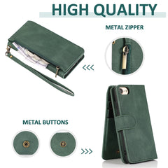 Skin-feel Crazy Horse Texture Zipper Wallet Bag Horizontal Flip Leather Case with Holder & Card Slots & Wallet & Lanyard, For iPhone 6, For iPhone 6 Plus, For iPhone SE 2022 / SE 2020 / 8 / 7, For iPhone 8 Plus / 7 Plus, For iPhone XS / X, For iPhone XR