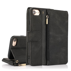 Skin-feel Crazy Horse Texture Zipper Wallet Bag Horizontal Flip Leather Case with Holder & Card Slots & Wallet & Lanyard, For iPhone 6, For iPhone 6 Plus, For iPhone SE 2022 / SE 2020 / 8 / 7, For iPhone 8 Plus / 7 Plus, For iPhone XS / X, For iPhone XR