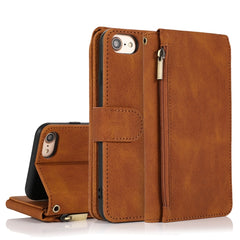 Skin-feel Crazy Horse Texture Zipper Wallet Bag Horizontal Flip Leather Case with Holder & Card Slots & Wallet & Lanyard, For iPhone 6, For iPhone 6 Plus, For iPhone SE 2022 / SE 2020 / 8 / 7, For iPhone 8 Plus / 7 Plus, For iPhone XS / X, For iPhone XR