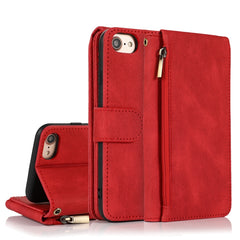 Skin-feel Crazy Horse Texture Zipper Wallet Bag Horizontal Flip Leather Case with Holder & Card Slots & Wallet & Lanyard, For iPhone 6, For iPhone 6 Plus, For iPhone SE 2022 / SE 2020 / 8 / 7, For iPhone 8 Plus / 7 Plus, For iPhone XS / X, For iPhone XR