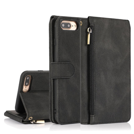 Skin-feel Crazy Horse Texture Zipper Wallet Bag Horizontal Flip Leather Case with Holder & Card Slots & Wallet & Lanyard, For iPhone 6, For iPhone 6 Plus, For iPhone SE 2022 / SE 2020 / 8 / 7, For iPhone 8 Plus / 7 Plus