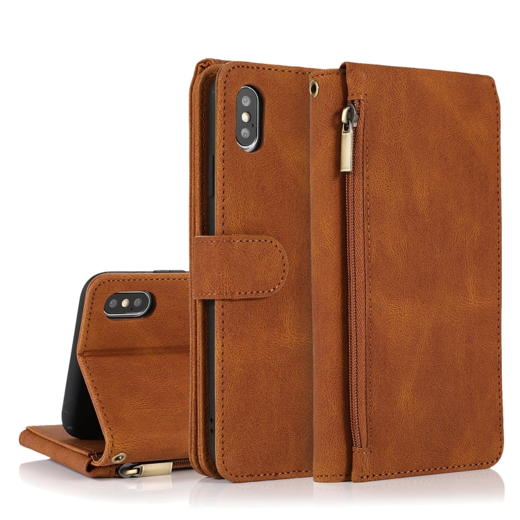 Skin-feel Crazy Horse Texture Zipper Wallet Bag Horizontal Flip Leather Case with Holder & Card Slots & Wallet & Lanyard, For iPhone XS / X, For iPhone XR, For iPhone XS Max, For iPhone 11