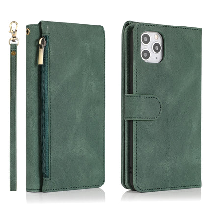Funda tipo billetera con cremallera y textura Crazy Horse con tapa horizontal de cuero con soporte, ranuras para tarjetas, billetera y cordón, para iPhone 12 Pro Max