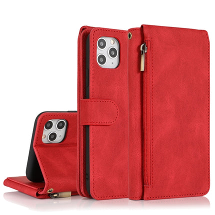 Funda tipo billetera con cremallera y textura Crazy Horse con tapa horizontal de cuero con soporte, ranuras para tarjetas, billetera y cordón, para iPhone 12 Pro Max