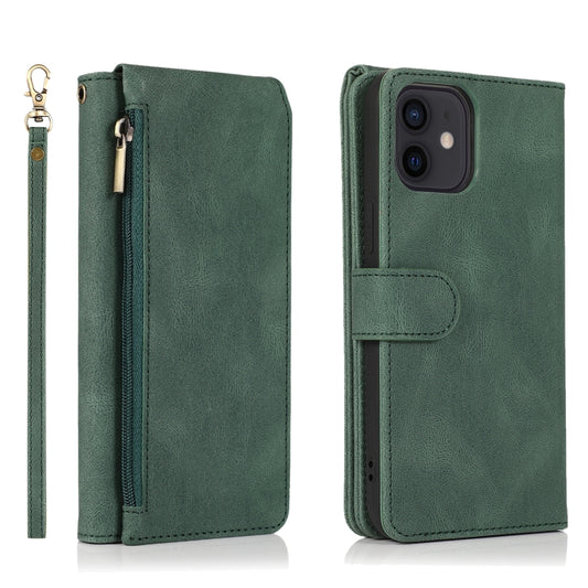 Skin-feel Crazy Horse Texture Zipper Wallet Bag Horizontal Flip Leather Case with Holder & Card Slots & Wallet & Lanyard, For iPhone 12 Pro Max