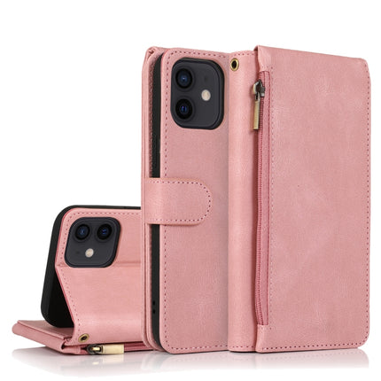 Skin-feel Crazy Horse Texture Zipper Wallet Bag Horizontal Flip Leather Case with Holder & Card Slots & Wallet & Lanyard, For iPhone 12 Pro Max