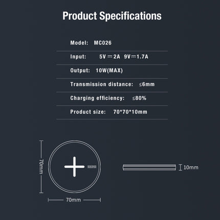 NILLKIN MC026 Portable Button Fast Charging Wireless Charger