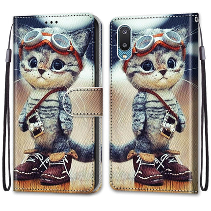 Coloured Drawing Cross Texture Horizontal Flip PU Leather Case with Holder & Card Slots & Wallet & Lanyard, For Samsung Galaxy A02 / M02
