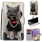 For Samsung Galaxy A32 5G / Golden Chain Grey Cat