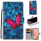 For Samsung Galaxy A72 5G / 4G / Blue Red Butterfly