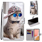 For Samsung Galaxy A72 5G / 4G / Slant Hat Blue Mirror Cat