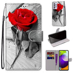 For Samsung Galaxy A52 5G / Wood Red Rose