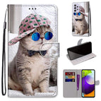 For Samsung Galaxy A52 5G / Slant Hat Blue Mirror Cat