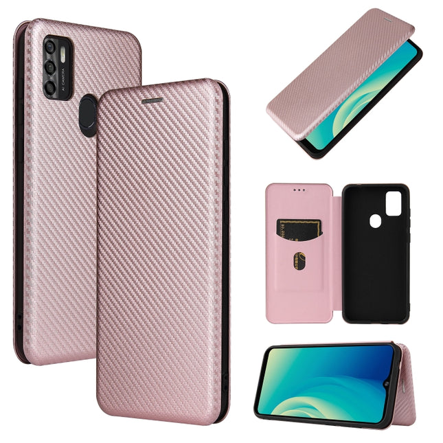 Carbon Fiber Texture Magnetic Horizontal Flip TPU + PC + PU Leather Case with Card Slot, For ZTE Blade A7s 2020
