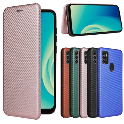Carbon Fiber Texture Magnetic Horizontal Flip TPU + PC + PU Leather Case with Card Slot, For ZTE Blade A7s 2020