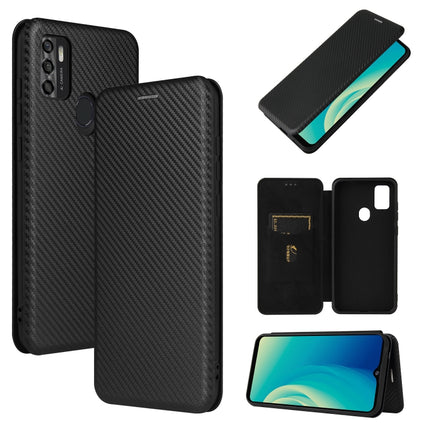 Carbon Fiber Texture Magnetic Horizontal Flip TPU + PC + PU Leather Case with Card Slot, For ZTE Blade A7s 2020