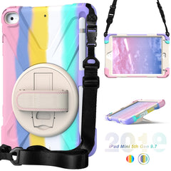 Shockproof Colorful Silicone + PC Protective Case with Holder & Shoulder Strap & Hand Strap, For iPad Mini (2019), For iPad 10.2 (2020), For iPad Air 2022 / 2020 10.9, For iPad 9.7 (2018)