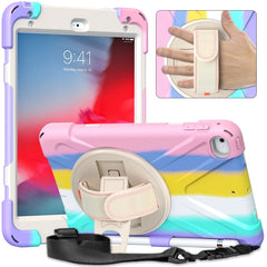 Shockproof Colorful Silicone + PC Protective Case with Holder & Shoulder Strap & Hand Strap, For iPad Mini (2019), For iPad 10.2 (2020), For iPad Air 2022 / 2020 10.9, For iPad 9.7 (2018)