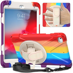 Shockproof Colorful Silicone + PC Protective Case with Holder & Shoulder Strap & Hand Strap, For iPad Mini (2019), For iPad 10.2 (2020), For iPad Air 2022 / 2020 10.9, For iPad 9.7 (2018)