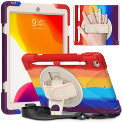 Shockproof Colorful Silicone + PC Protective Case with Holder & Shoulder Strap & Hand Strap, For iPad Mini (2019), For iPad 10.2 (2020), For iPad Air 2022 / 2020 10.9, For iPad 9.7 (2018)