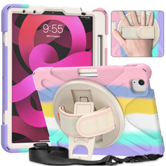 Shockproof Colorful Silicone + PC Protective Case with Holder & Shoulder Strap & Hand Strap, For iPad Mini (2019), For iPad 10.2 (2020), For iPad Air 2022 / 2020 10.9, For iPad 9.7 (2018)