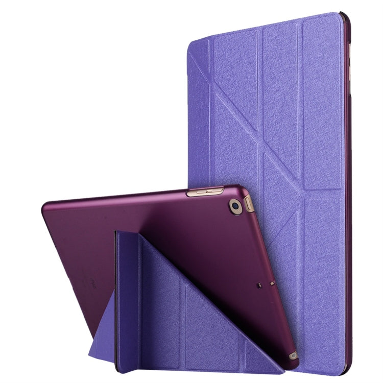 For iPad 10.2 inch Silk Texture Horizontal Deformation Flip Leather Case with Holder