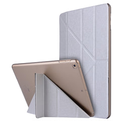 For iPad 10.2 inch Silk Texture Horizontal Deformation Flip Leather Case with Holder