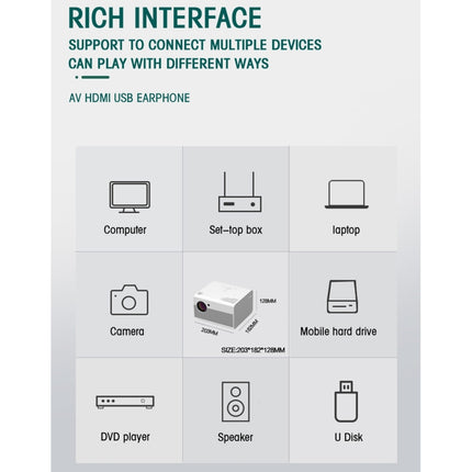 Proyector digital LED HD portátil para cine en casa T10 1920 x 1080P de 3600 lúmenes, versión para Android, versión para Android