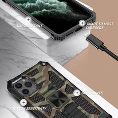 Camouflage Armor Shockproof TPU + PC Magnetic Protective Case with Holder