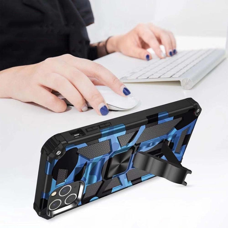 Camouflage Armor Shockproof TPU + PC Magnetic Protective Case with Holder