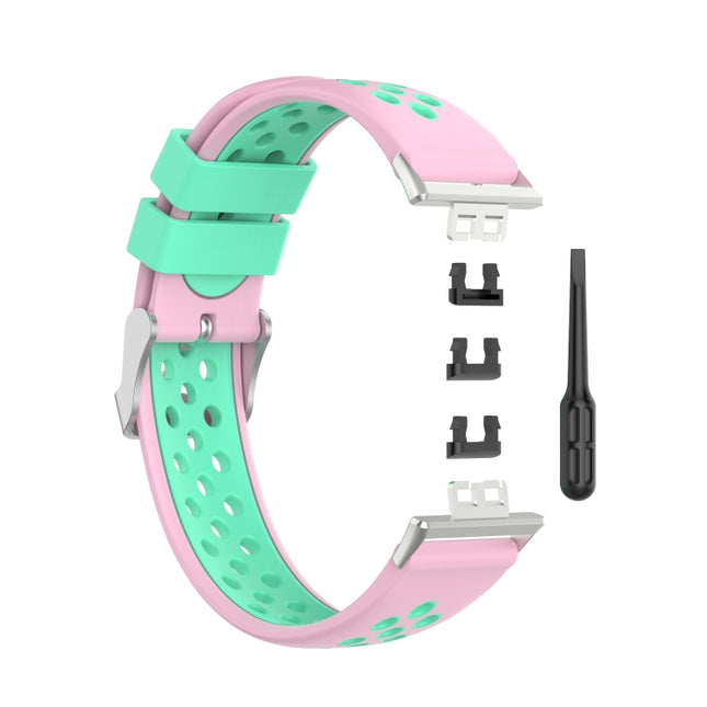 For Huawei Watch Fit 18mm Clasp Style Silicone Two-color Replacement Strap Watchband