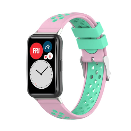 For Huawei Watch Fit 18mm Clasp Style Silicone Two-color Replacement Strap Watchband