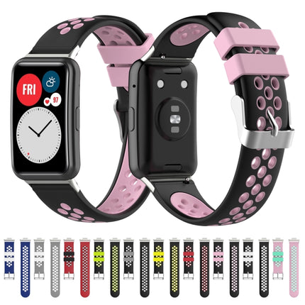 For Huawei Watch Fit 18mm Clasp Style Silicone Two-color Replacement Strap Watchband