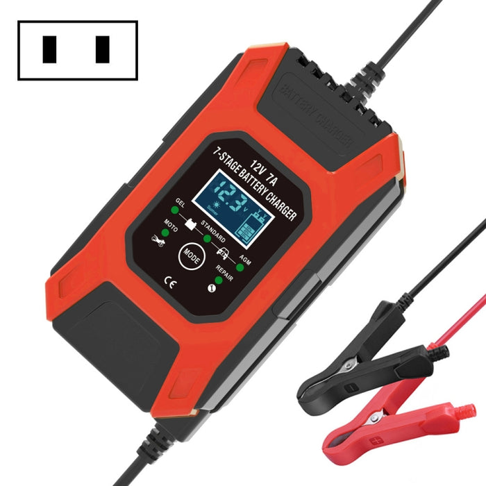 FOXSUR Car / Motorcycle Repair Charger 12V 7A 7-stage + Multi-battery Mode Lead-acid Battery Charger, US Plug, EU Plug, UK Plug
