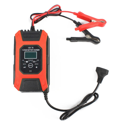 FOXSUR Car / Motorcycle Repair Charger 12V 7A 7-stage + Multi-battery Mode Lead-acid Battery Charger, US Plug, EU Plug, JP Plug, UK Plug