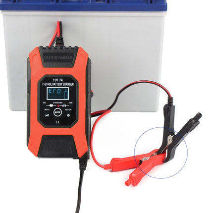 FOXSUR Car / Motorcycle Repair Charger 12V 7A 7-stage + Multi-battery Mode Lead-acid Battery Charger, US Plug, EU Plug, UK Plug