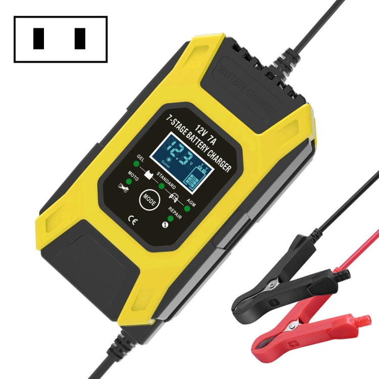 FOXSUR Car / Motorcycle Repair Charger 12V 7A 7-stage + Multi-battery Mode Lead-acid Battery Charger, US Plug, EU Plug, UK Plug