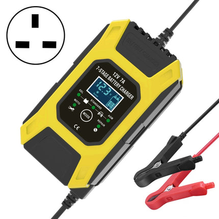 FOXSUR Car / Motorcycle Repair Charger 12V 7A 7-stage + Multi-battery Mode Lead-acid Battery Charger, US Plug, EU Plug, UK Plug