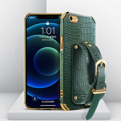 Electroplated TPU Crocodile Pattern Leather Case with Wrist Strap, For iPhone 6, For iPhone SE 2022 / SE 2020 / 8 / 7, For iPhone 8 Plus / 7 Plus, For iPhone XS / X, For iPhone XR, For iPhone XS Max