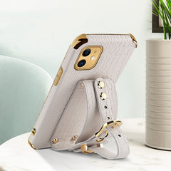 Electroplated TPU Crocodile Pattern Leather Case with Wrist Strap, For iPhone 11, For iPhone 11 Pro, For iPhone 11 Pro Max, For iPhone 12 mini, For iPhone 12, For iPhone 12 Pro