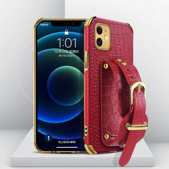 Electroplated TPU Crocodile Pattern Leather Case with Wrist Strap, For iPhone 11, For iPhone 11 Pro, For iPhone 11 Pro Max, For iPhone 12 mini, For iPhone 12, For iPhone 12 Pro