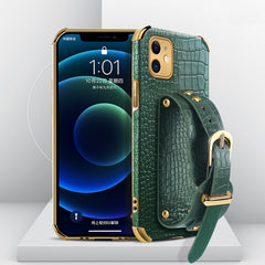 Electroplated TPU Crocodile Pattern Leather Case with Wrist Strap, For iPhone 11, For iPhone 11 Pro, For iPhone 11 Pro Max, For iPhone 12 mini, For iPhone 12, For iPhone 12 Pro