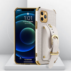 Electroplated TPU Crocodile Pattern Leather Case with Wrist Strap, For iPhone 11, For iPhone 11 Pro, For iPhone 11 Pro Max, For iPhone 12 mini, For iPhone 12, For iPhone 12 Pro